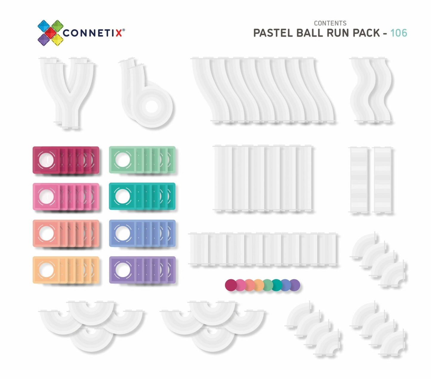 Connetix 106 Piece Pastel Ball Run Pack