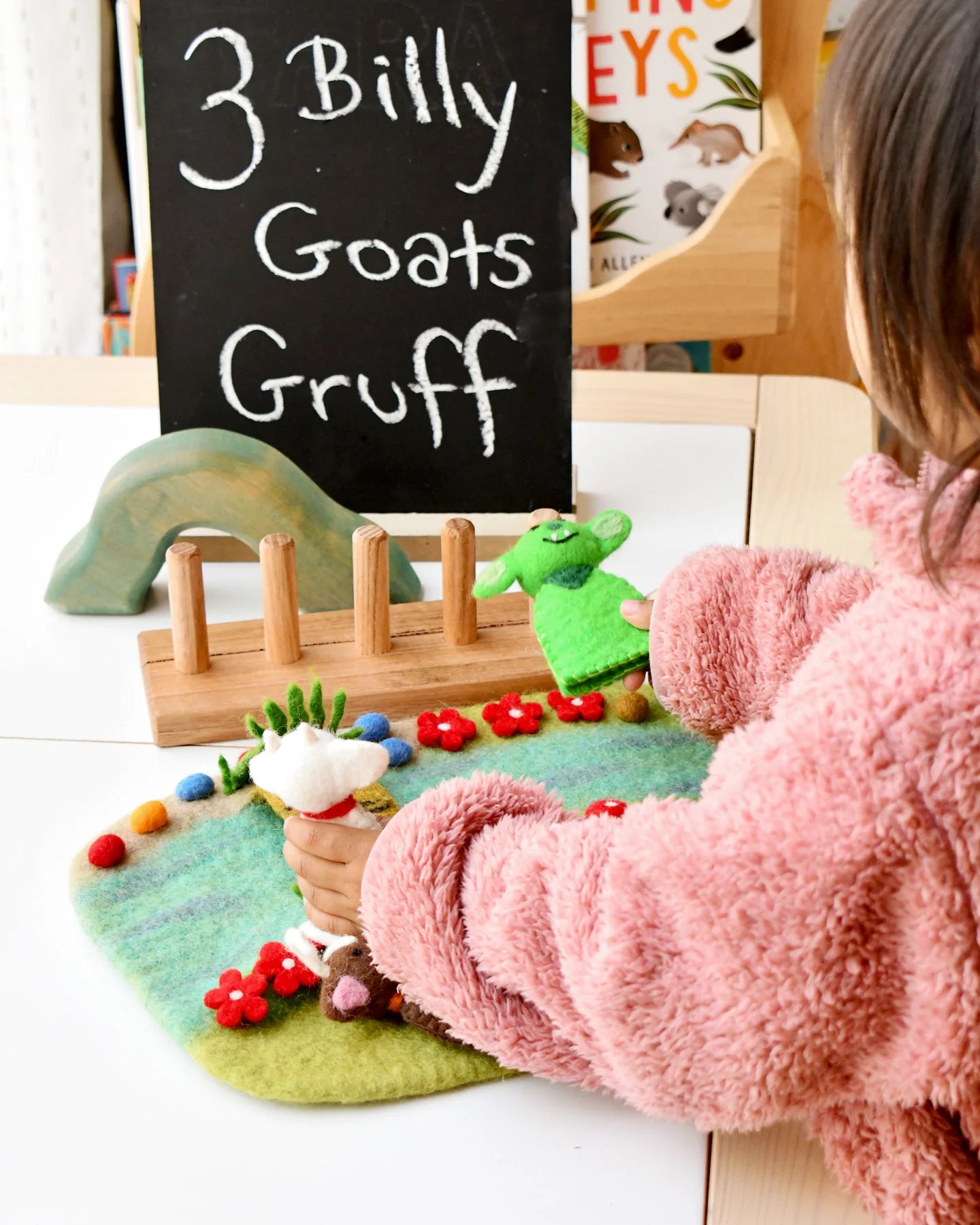 Felt Three Billy Goats Gruff Finger Puppet Set