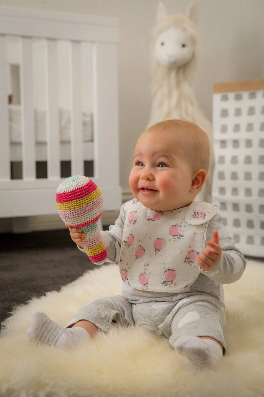 Hot Air Balloon Muslin Bib Pink