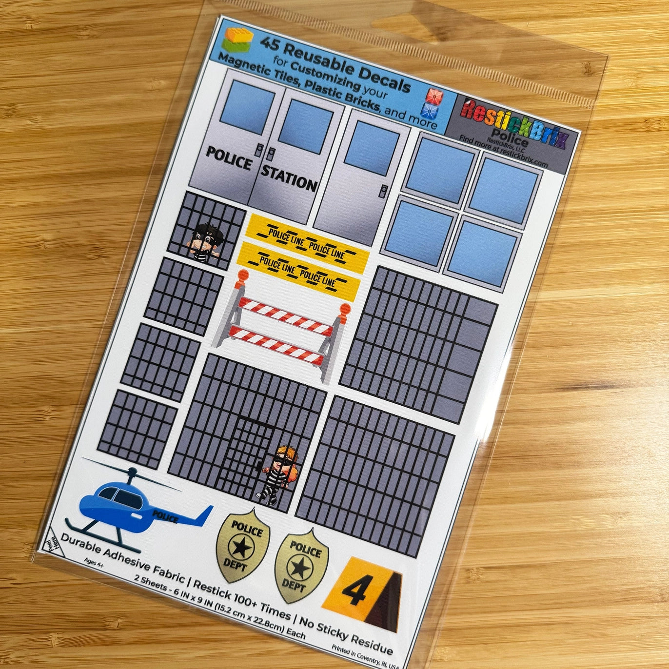 Police: Reusable Decals For Customizing Magnetic Tiles