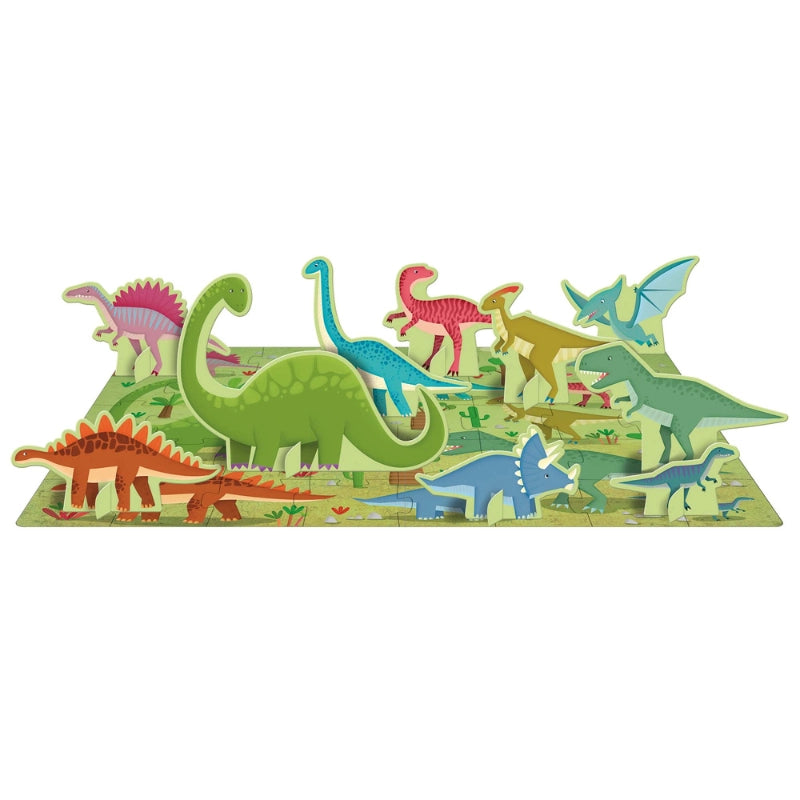 Sassi 3D Puzzle and Book Set - Learn Words Dinosaurs, 40 Pcs
