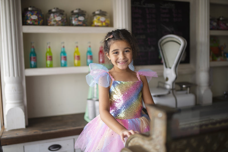 Rainbow Fairy Dress with Wings - Size 3-4