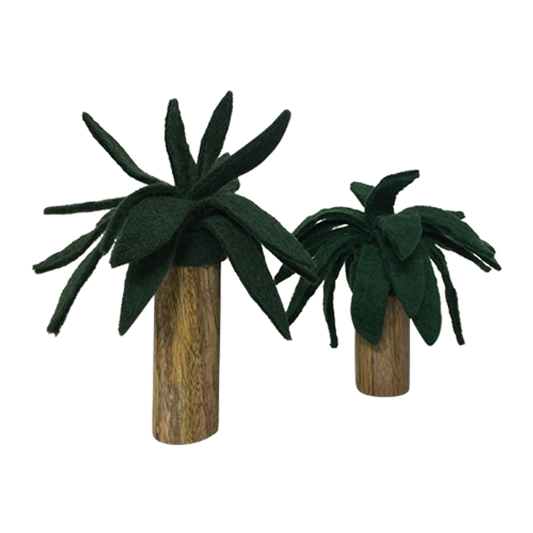 Wood and Felt Palm Trees Set of Two