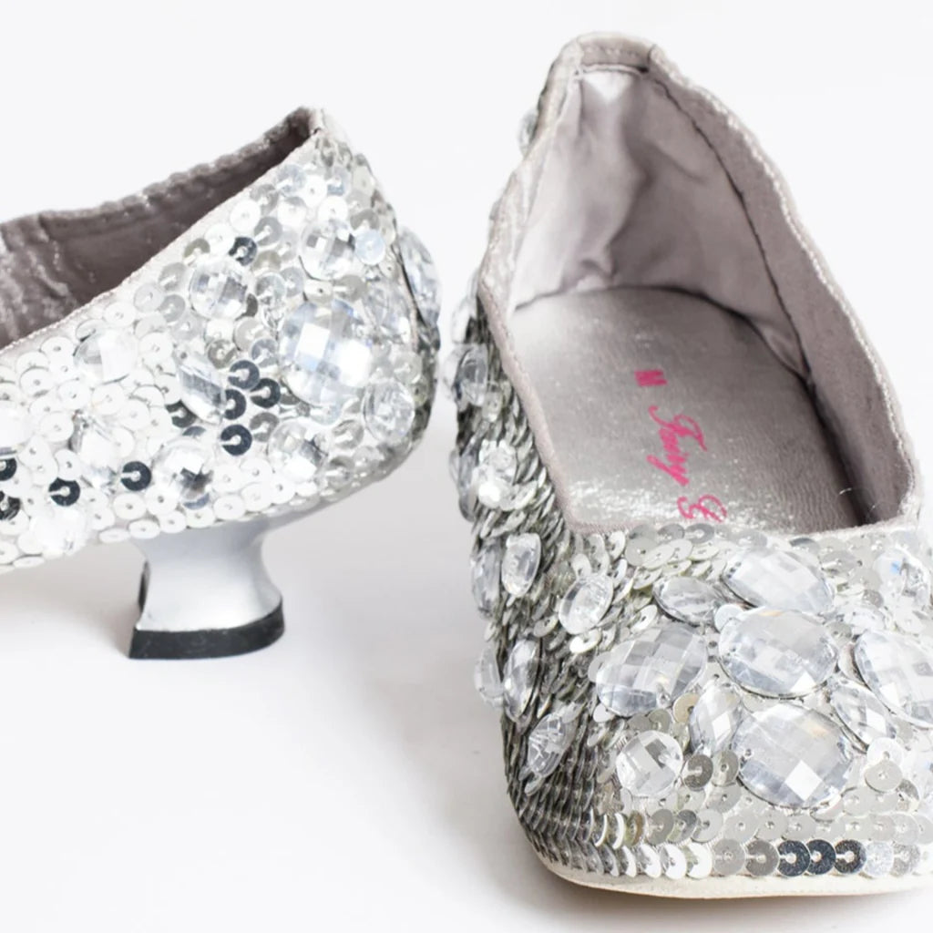 Cinderella Glass Slippers with Heels - Silver