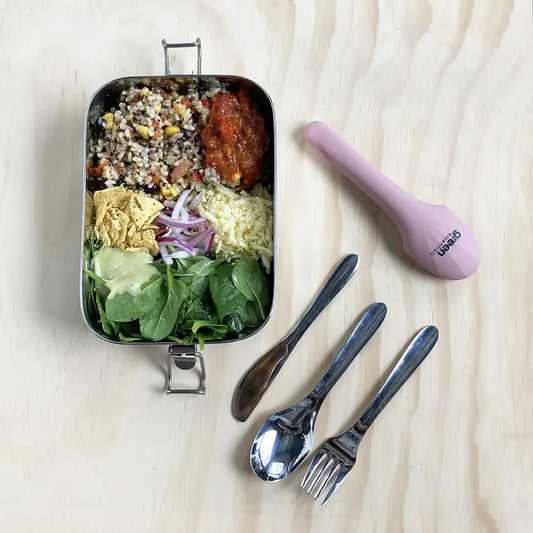 Stainless Steel Travel Cutlery in Silicone Pouch - Blush