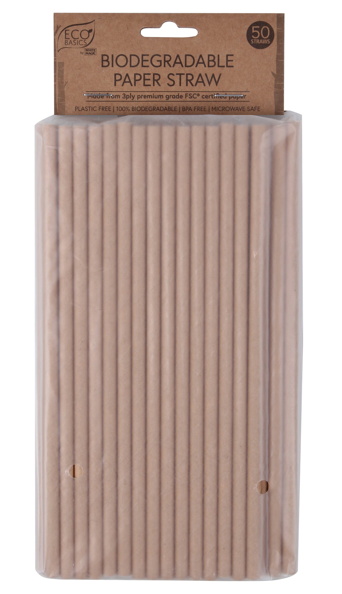 SALE White Magic Eco Basics Bio Paper Straws - Pack of 50