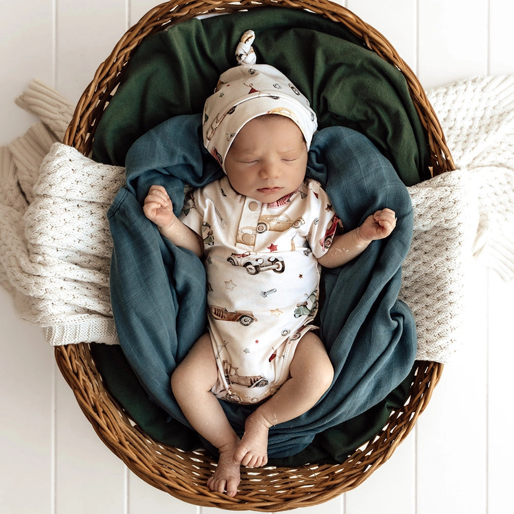 Vintage Cars Short Sleeve Organic Bodysuit by Snuggle Hunny