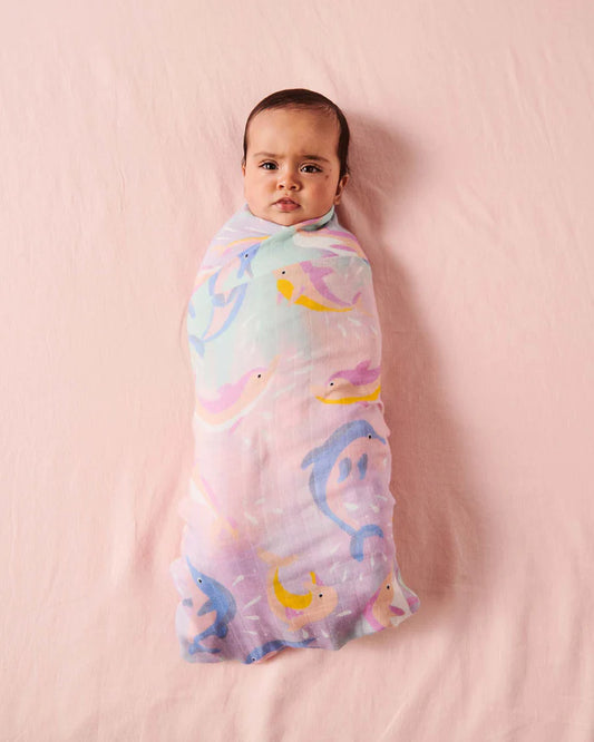 Dolphin Magic Bamboo Swaddle by Kip & Co