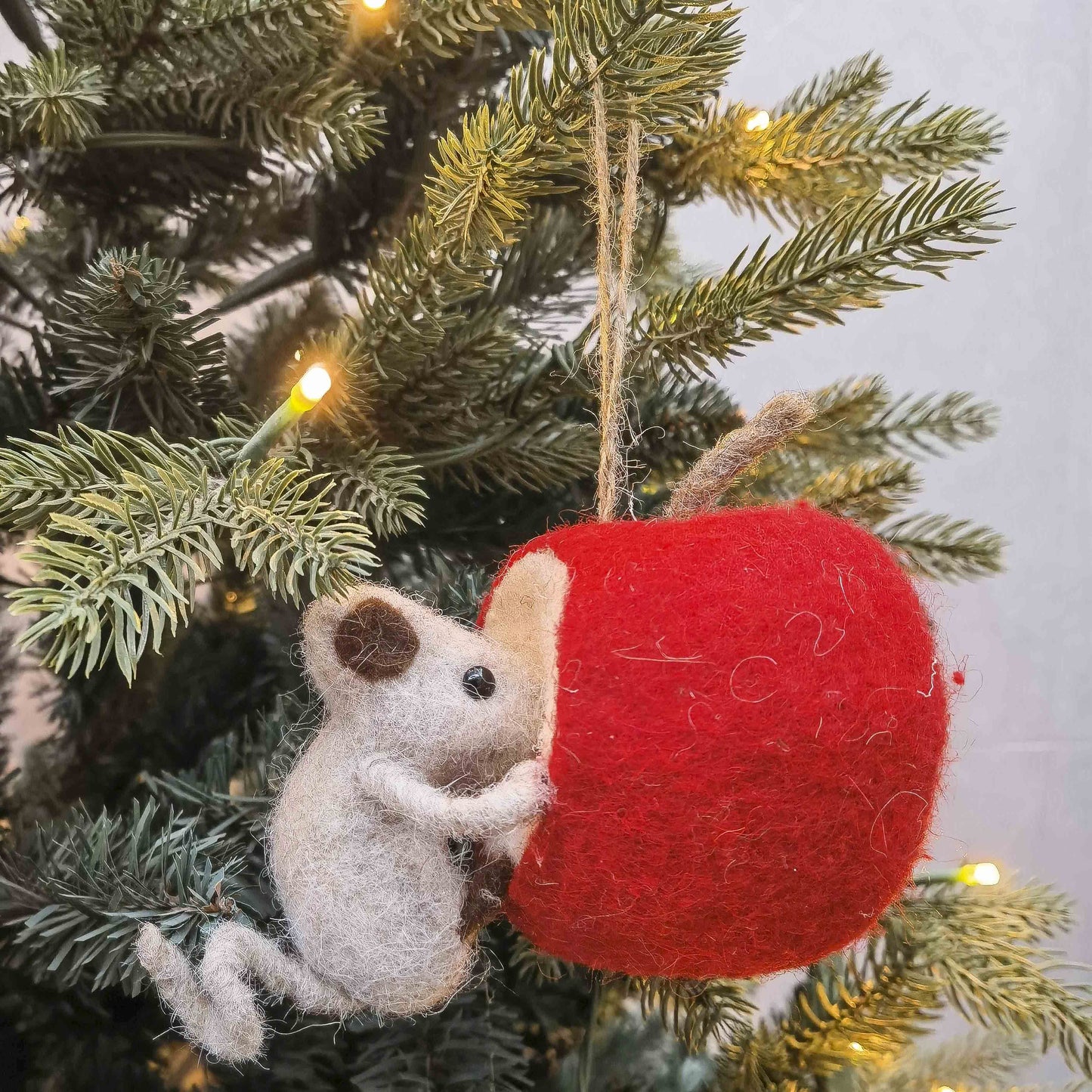 Mouse Eating Apple Hanging Christmas Decoration