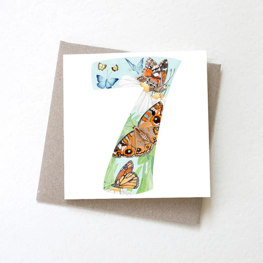 Birthday Card - Number Seven Butterflies