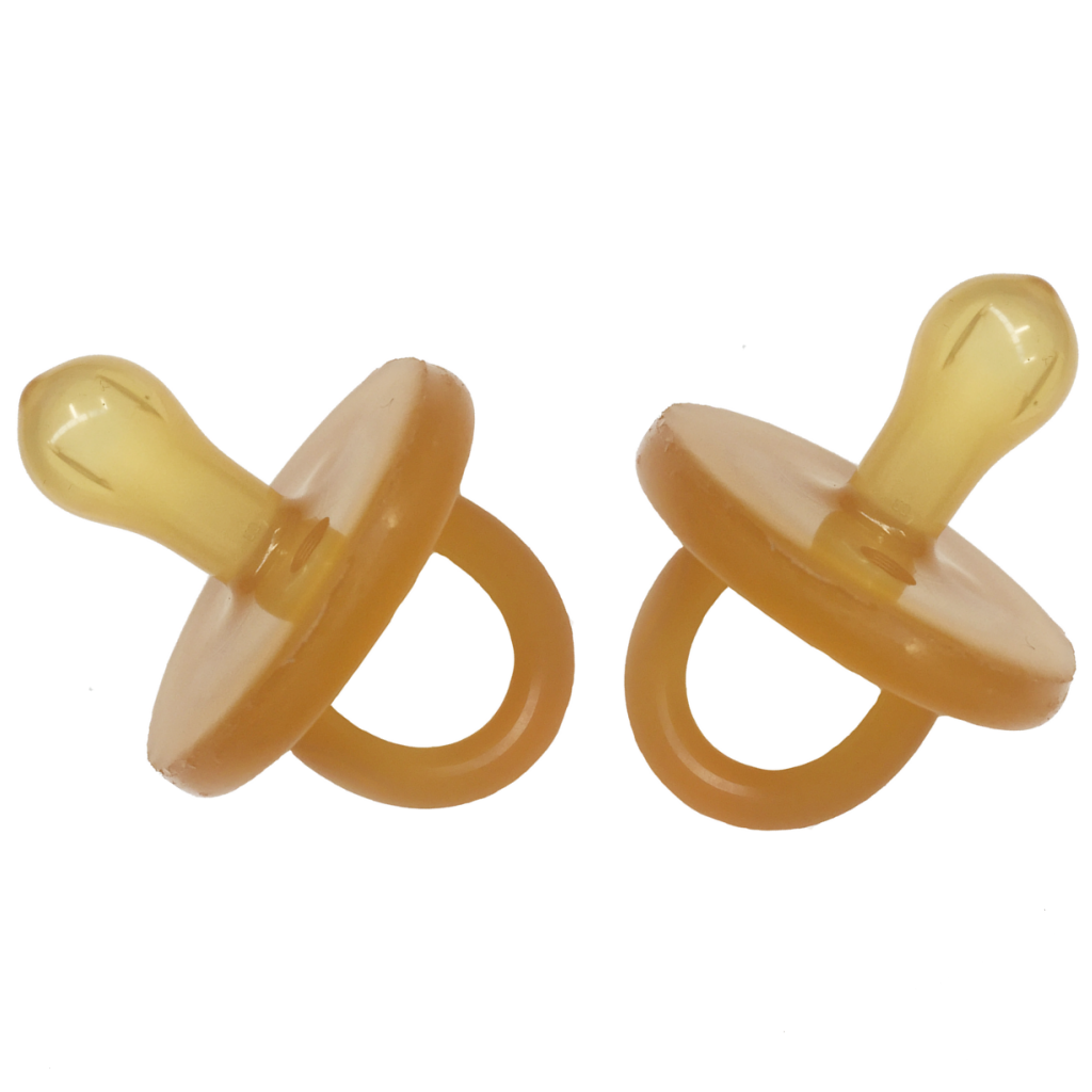 Twin Round Natural Rubber Soother Dummy in Reusable Case
