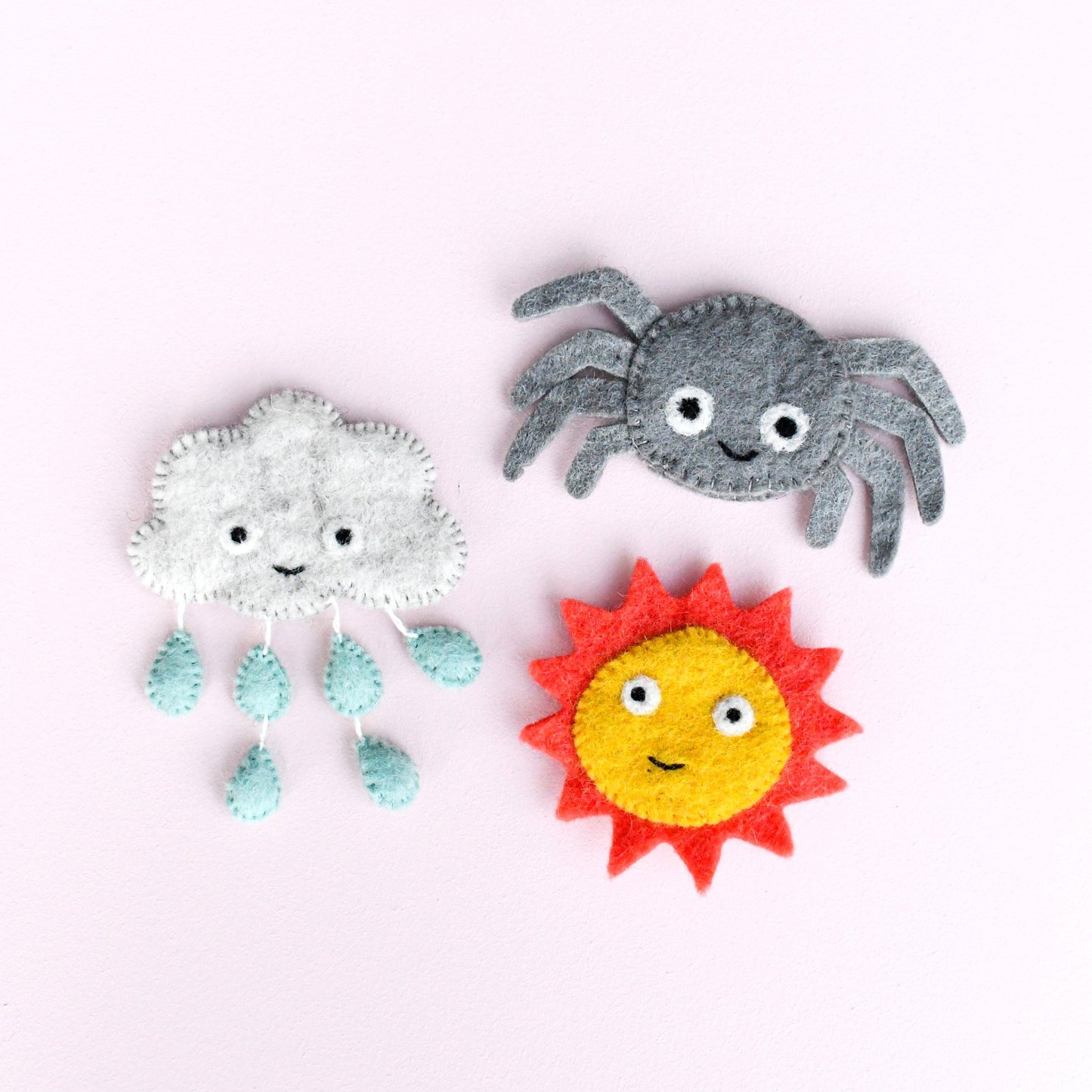Felt Itsy Bitsy Spider (Incy Wincy Spider), Finger Puppet Set by Tara's Treasures