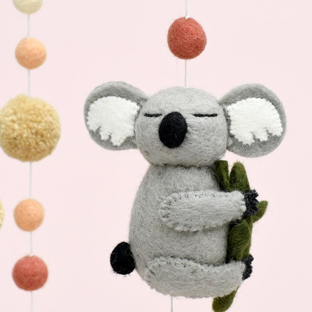 Felt Baby Cot Mobile - Sleeping Koala
