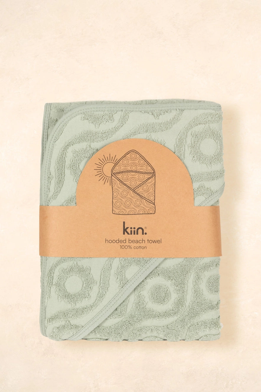 Hooded Beach Towel - Sage by Kiin Baby