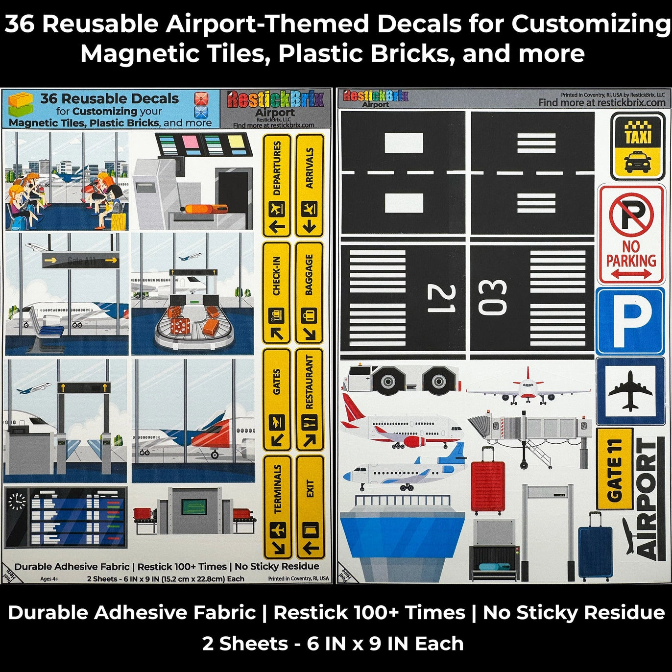 Airport: Reusable Decals For Customizing Magnetic Tiles