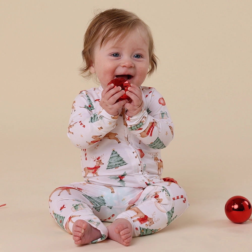 Prancer & Friends Organic Snugglesuit Convertible Romper by Snuggle Hunny