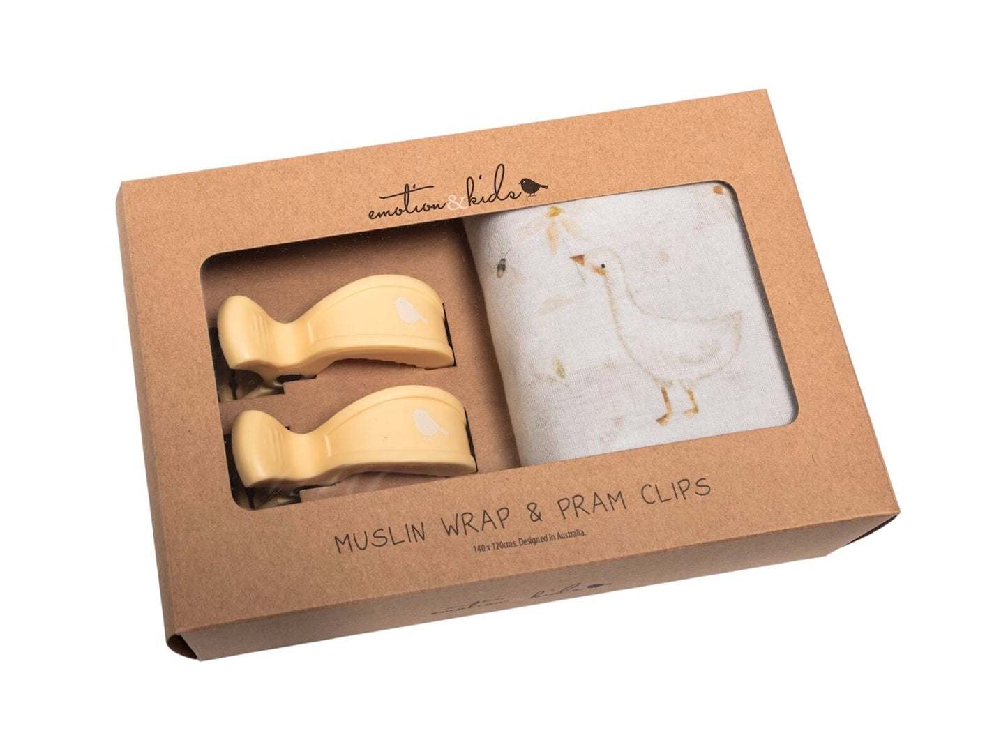 Gwen the Goose Muslin Wrap & Buttermilk Pram Clip Set