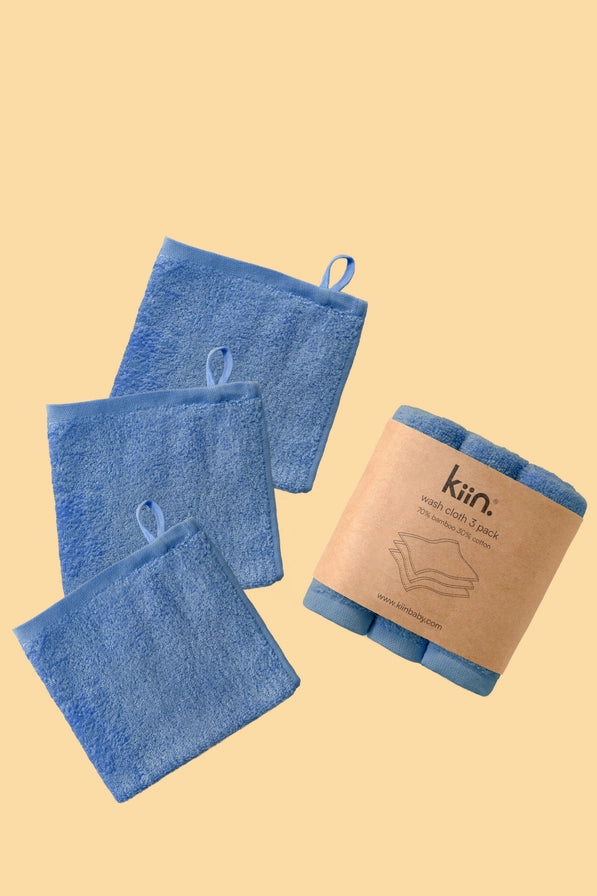 Wash Cloths Three Pack - Blue Shadow by Kiin Baby