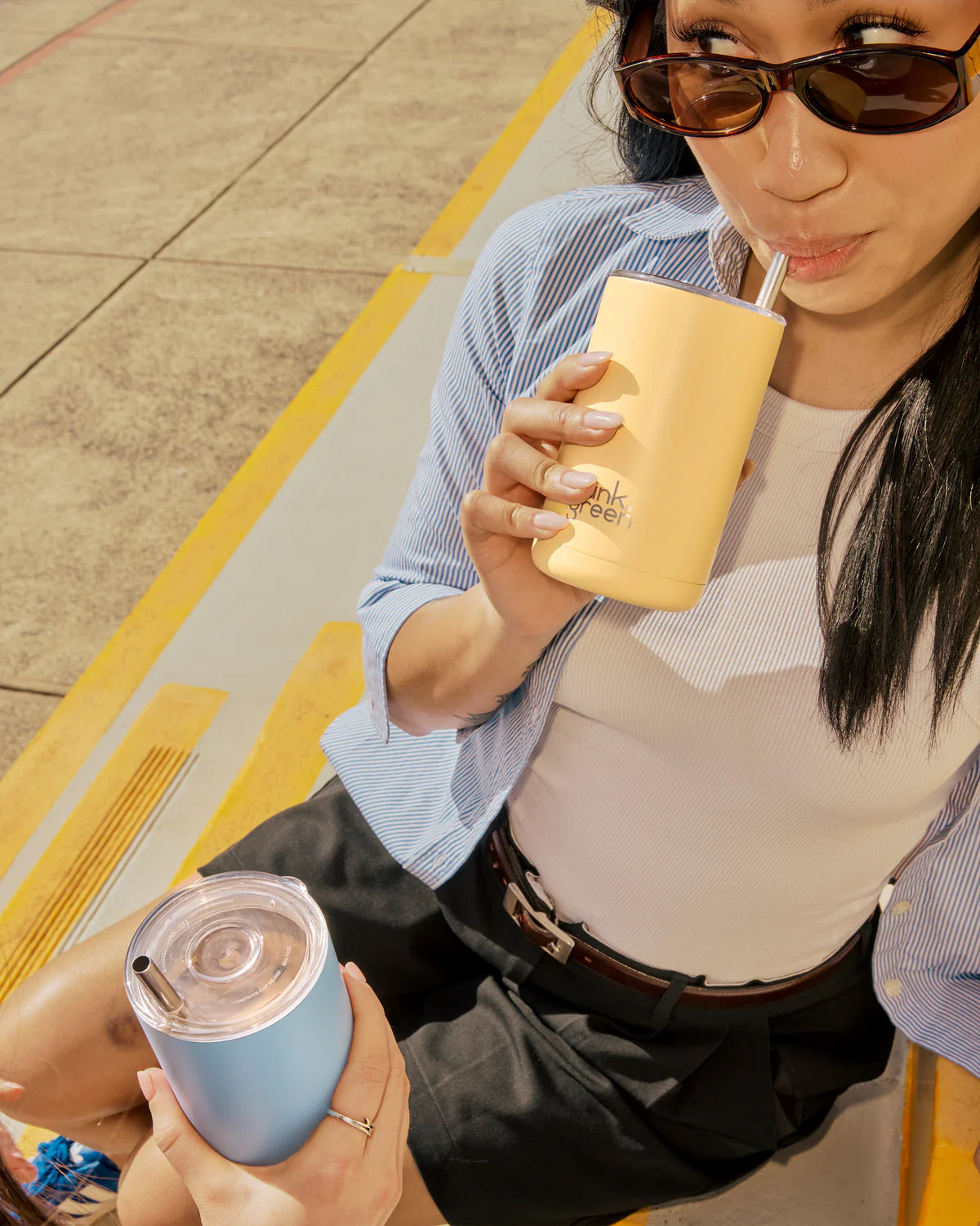 Frank Green Iced Coffee Cup with Straw - Buttermilk