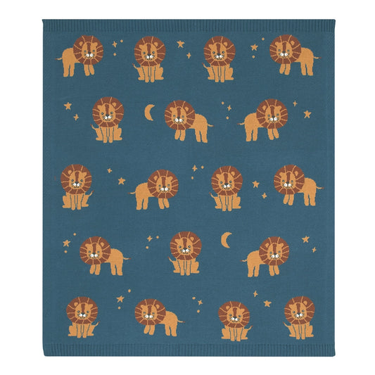 100% Cotton Knit Baby Blanket - Lion