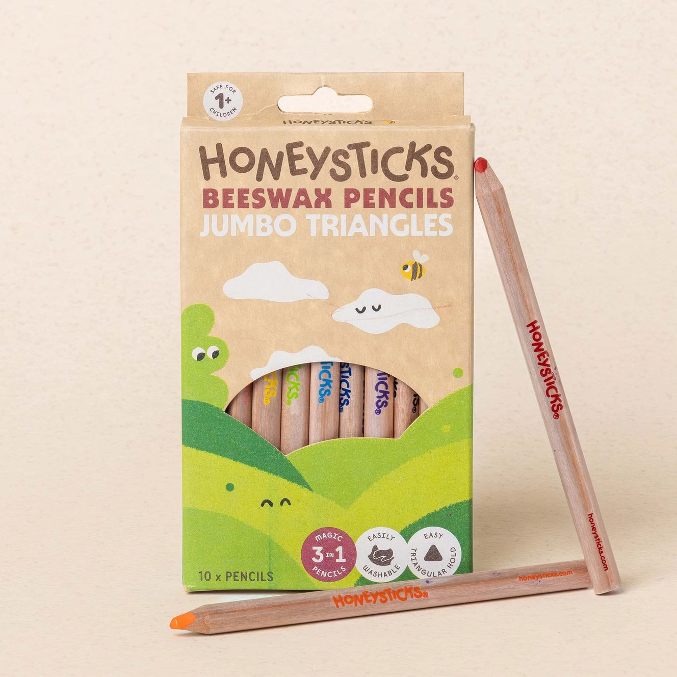 Honeysticks Beeswax Pencils Jumbo Triangles 10pk