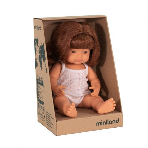 Miniland Doll - Anatomically Correct Baby, Red Haired Caucasian Girl, 38 cm