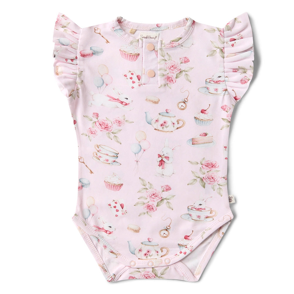 Alice’S Tea Party Short Sleeve Organic Bodysuit by Snuggle Hunny
