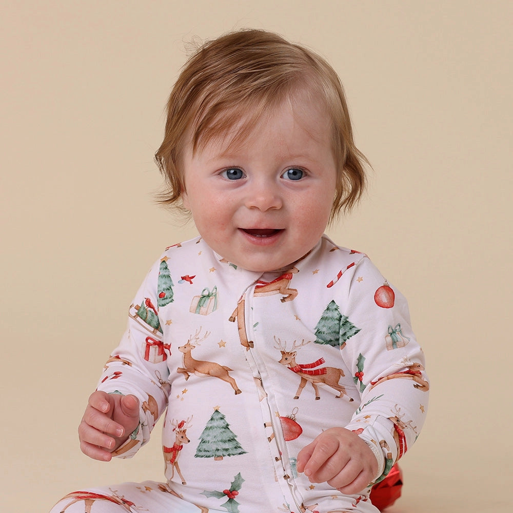 Prancer & Friends Organic Snugglesuit Convertible Romper by Snuggle Hunny