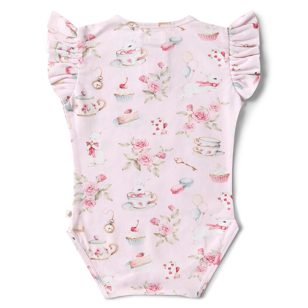 Alice’S Tea Party Short Sleeve Organic Bodysuit by Snuggle Hunny