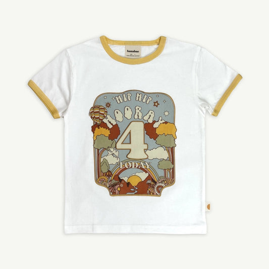 Hip Hip Hooray Birthday Ringer Tee - 4 Year Old by Banabae