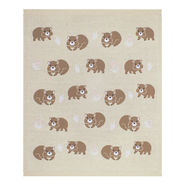 Australiana Baby Blanket - Wombat/Natural