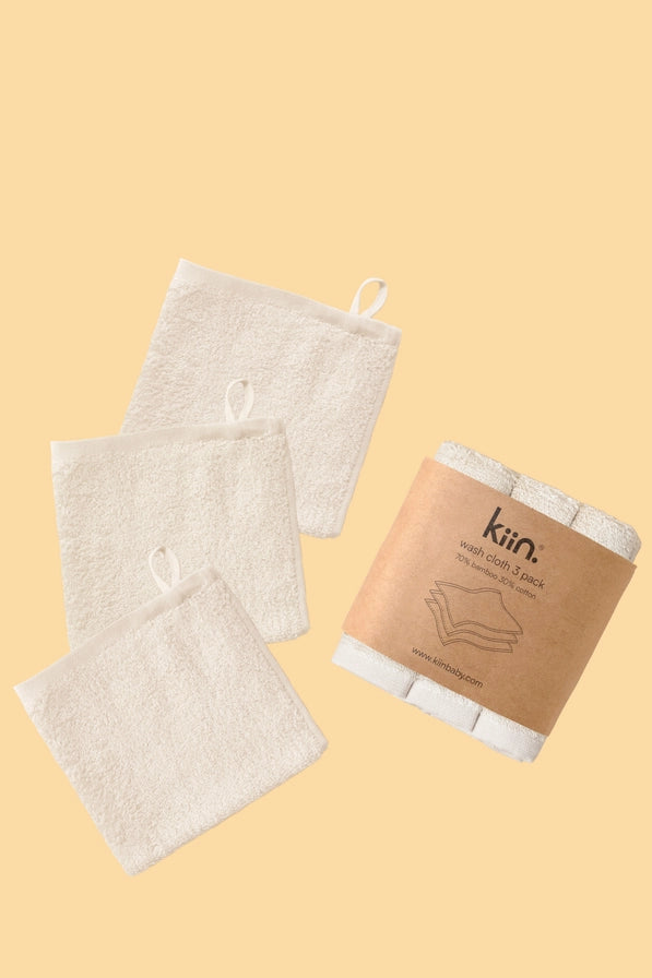 Wash Cloths Three Pack - Ivory by Kiin Baby