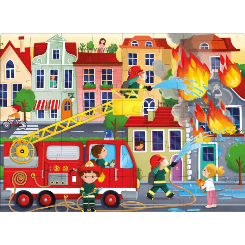 Sassi 3D Puzzle and Book Set - Learn Shapes Firefighters , 40 Pcs