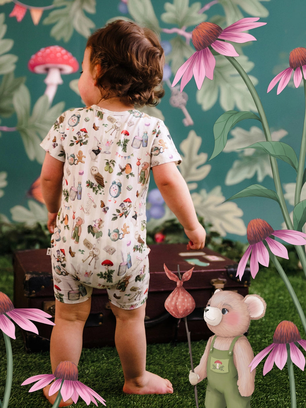SALE Magic Faraway Tree Timeless Shorty Coverall - Moss by Fleur Harris