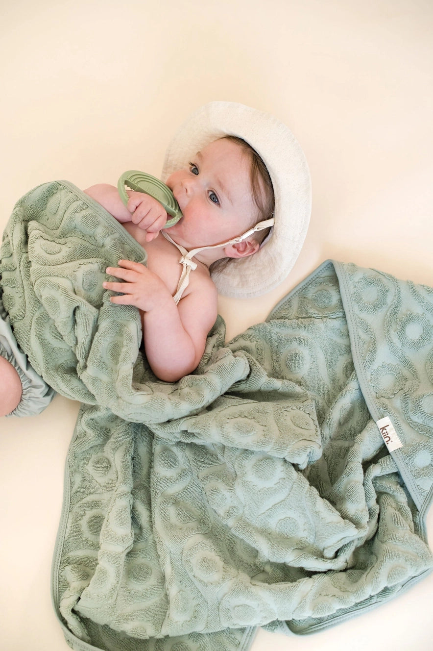Hooded Beach Towel - Sage by Kiin Baby