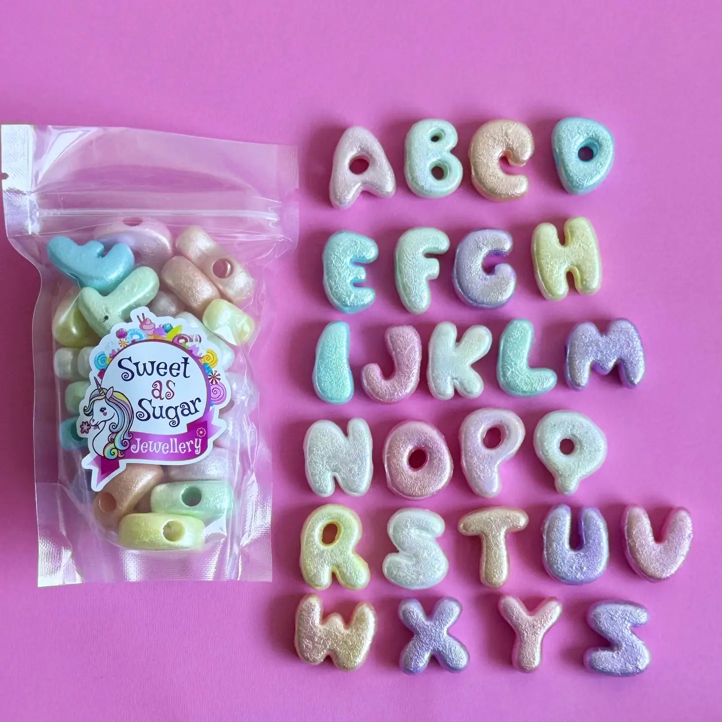 Alphabet Letter Bead Refill Kit Pastel by Sweet As Sugar Jewellery