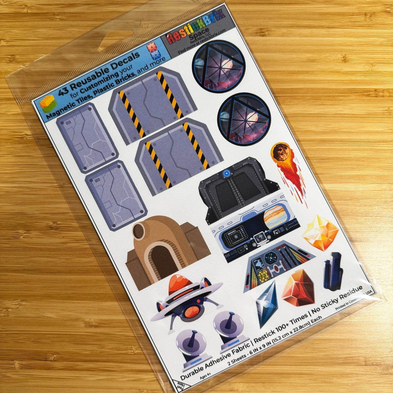 Space: Reusable Decals For Customizing Magnetic Tiles