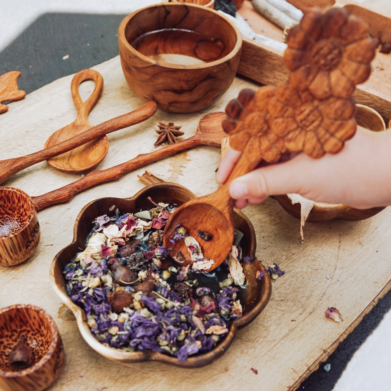 Wooden Handcrafted Flower Spoon