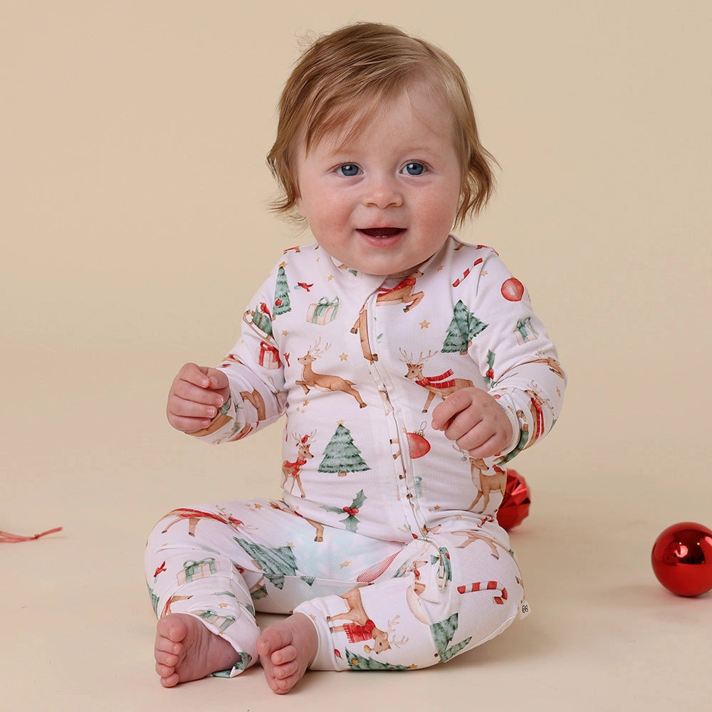 Prancer & Friends Organic Snugglesuit Convertible Romper by Snuggle Hunny