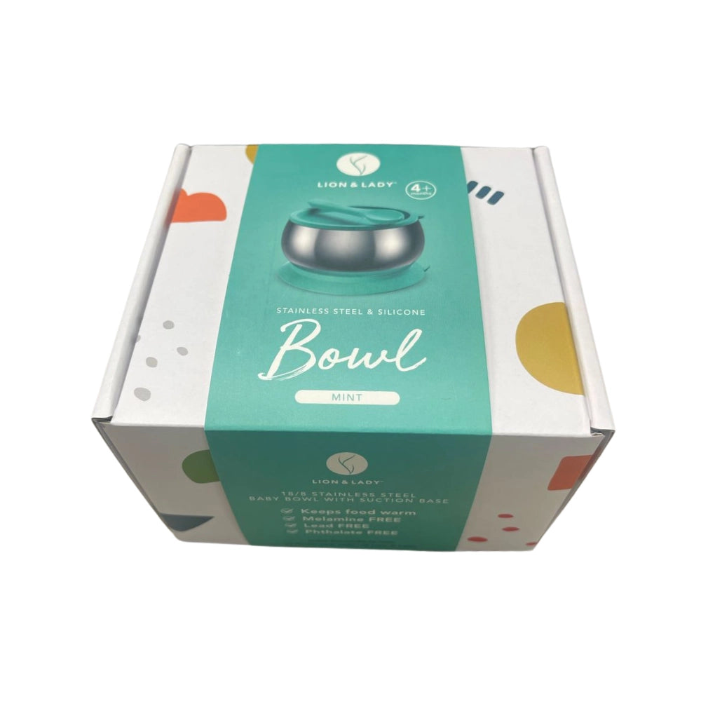 Lion & Lady 18/8 Stainless Steel Feeding Bowl with Silicone Suction Base - Mint