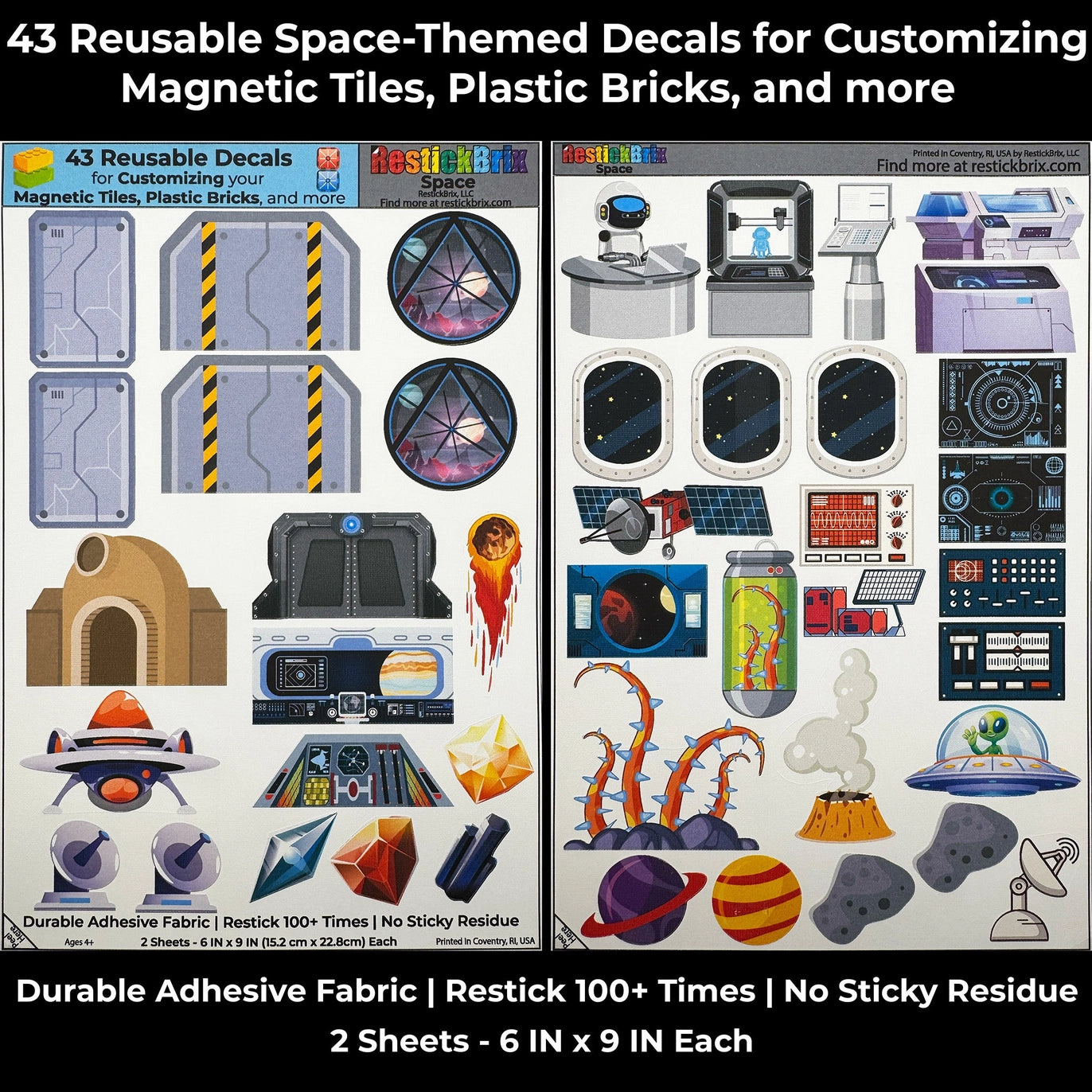 Space: Reusable Decals For Customizing Magnetic Tiles