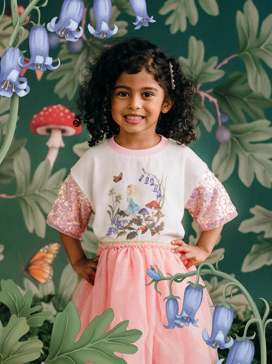 SALE Magic Faraway Tree Silky's Garden Shimmer Sweet Tee - Sugar Pink by Fleur Harris