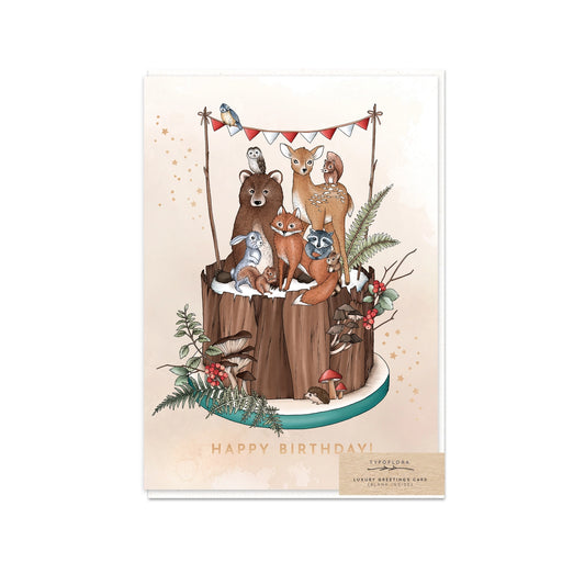 Animals Happy Birthday Cake Card