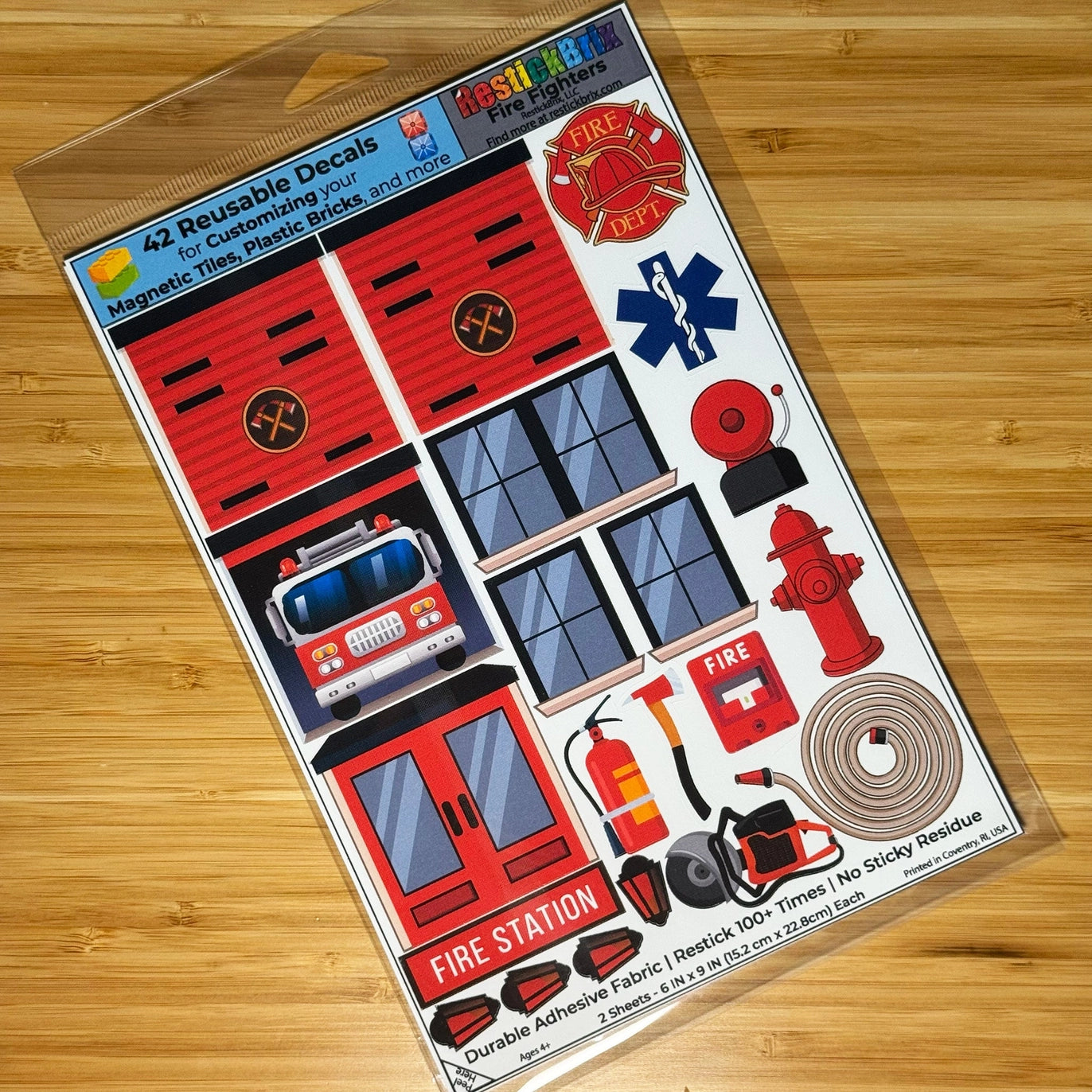 Fire Fighters: Reusable Decals For Customizing Magnetic Tiles