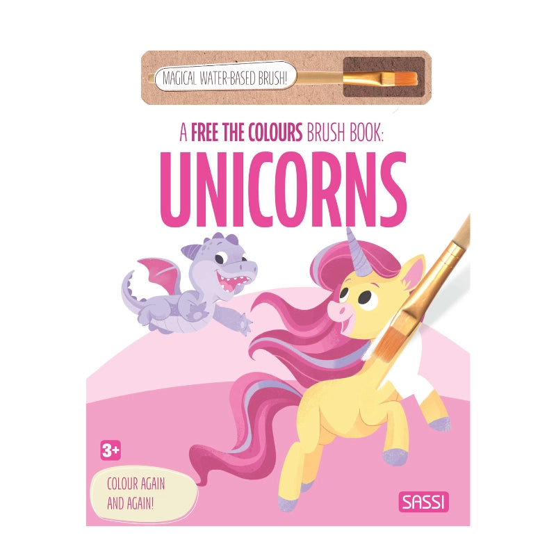 Sassi Free the Colours Reusable Paint Brush Book - Unicorns (Board Book)