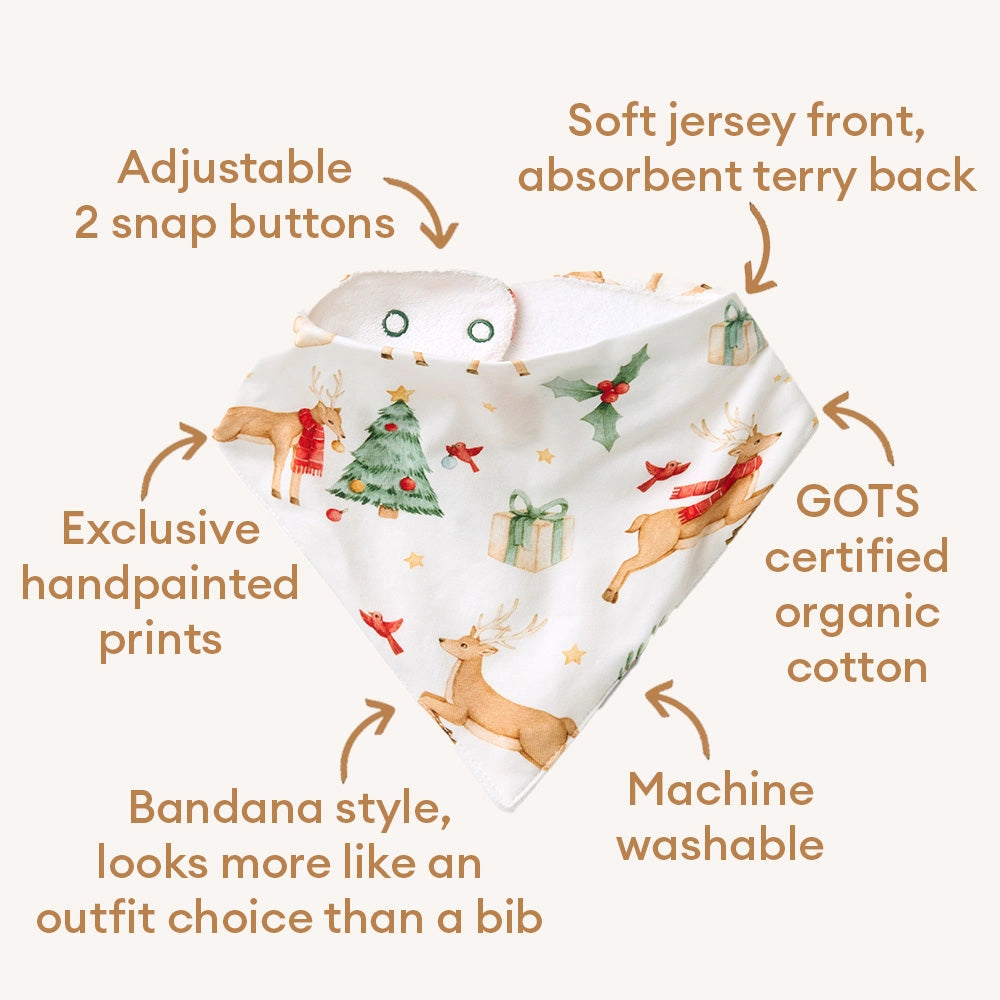 Prancer & Friends Organic Dribble Bib by Snuggle Hunny