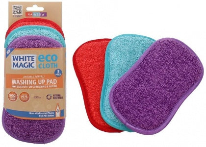 White Magic Eco Cloth Washing Up Pad Three Pack - Rainbow