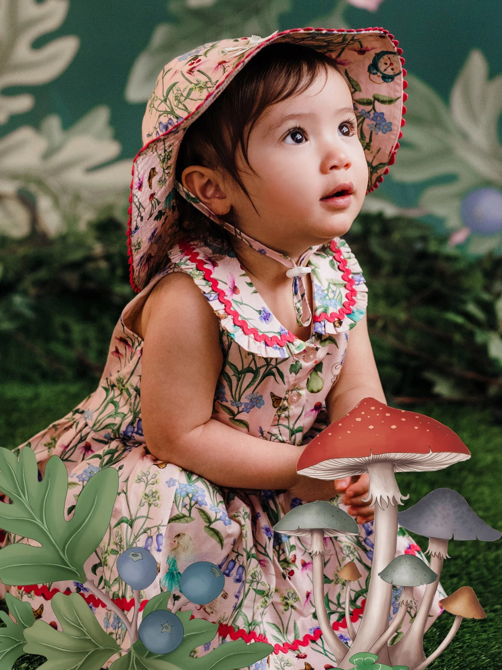 SALE Magic Faraway Tree Enchanted Garden Summer Baby Hat - Sugar Pink by Fleur Harris