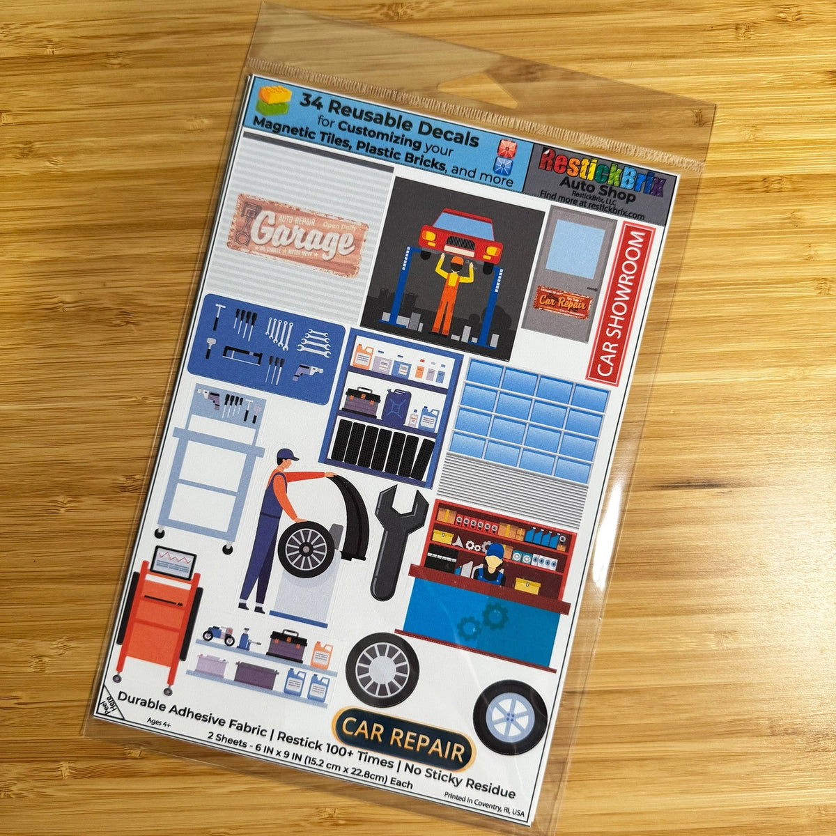 Auto Shop Sticker Auto Shop: Reusable Decals For Customizing Magnetic Tiles ...