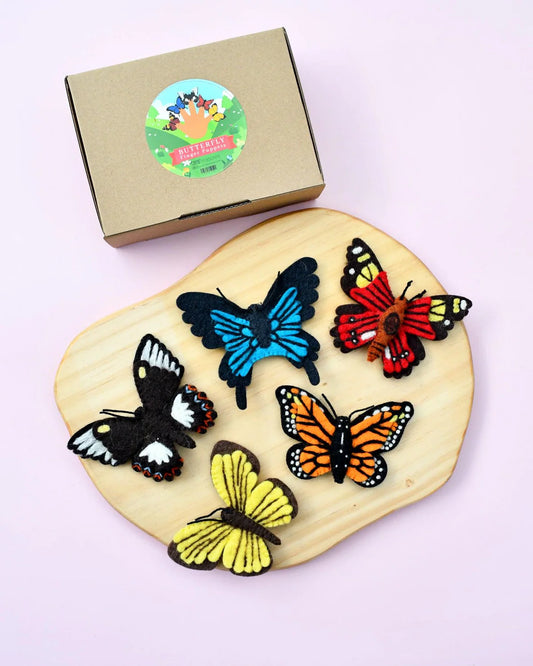 Felt Butterflies Finger Puppet Set by Tara's Treasures